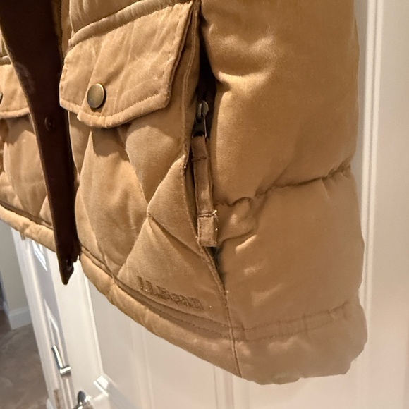 L.L. Bean Golden Brown Waxed Down  Quilted Vest - Picture 5 of 11